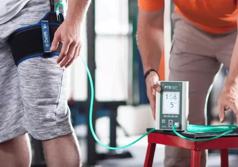 Blood flow restriction cuffs used during light-load strength training